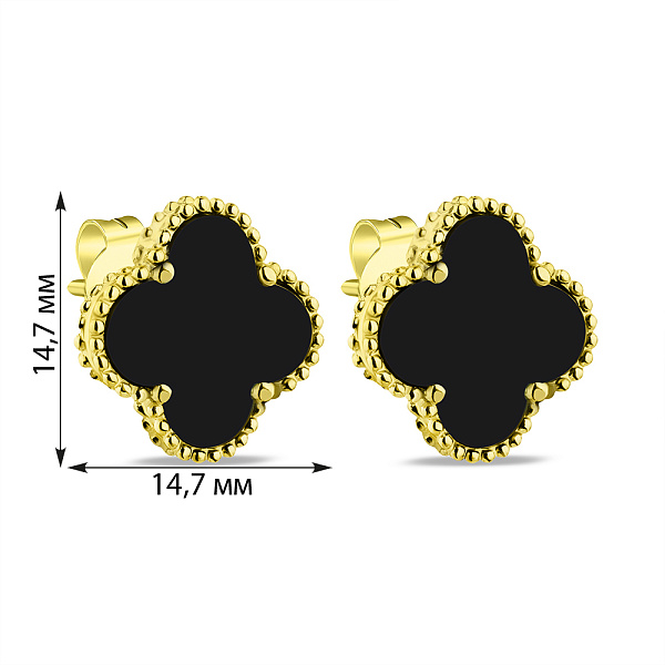 Серебряные серьги-пусеты Клевер (арт. 7518/5645/15жо) – изображение 2