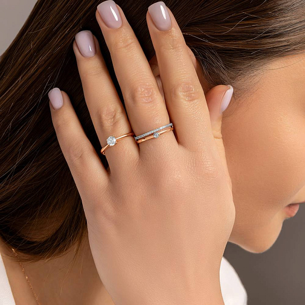 Золота каблучка на заручини з фіанітом (арт. 140569) – зображення 3