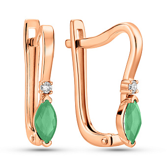 Золотые серьги с изумрудом и бриллиантами (арт. С011357и)