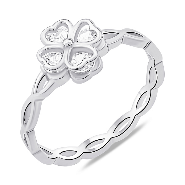 Серебряное кольцо Клевер с фианитами (арт. 7501/7001) – изображение 1