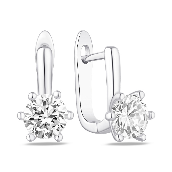 Серебряные серьги с фианитом (арт. 7502/10255) – изображение 1