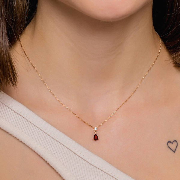 Золотое колье с гранатом и фианитом (арт. 361273Пк) – изображение 3