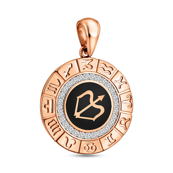 Золотой подвес "Стрелец" с фианитами и эмалью (арт. 440681ечст) – изображение 1