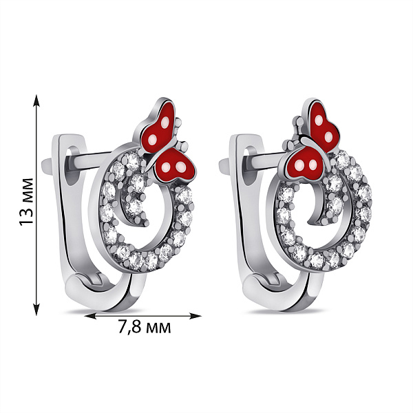 Серебряные детские серьги Бабочка с эмалью (арт. 7502/1227екр) – изображение 2