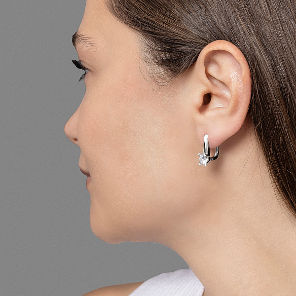 Серьги из белого золота с фианитами (арт. 116500б) – изображение 3