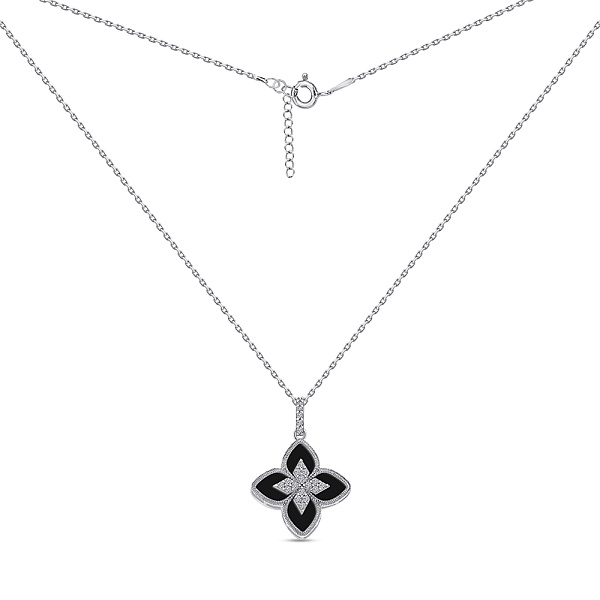 Серебряное колье с ониксом и фианитами (арт. 7507/2335/15о) – изображение 2