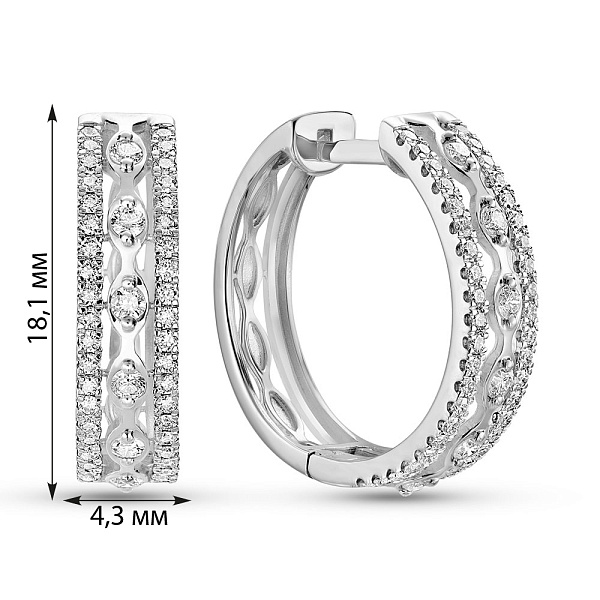 Золотые серьги-кольца с бриллиантами (арт. С011638060б) – изображение 4