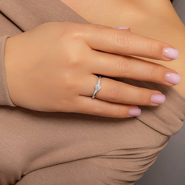 Кольцо из белого золота с бриллиантом (арт. К011163030б) – изображение 4