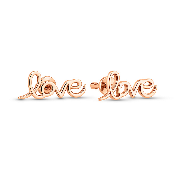 Золотые серьги пусеты Love (арт. 110587) – изображение 1