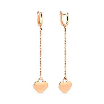 Золотые серьги с подвесками «Сердечки» (арт. 107260)