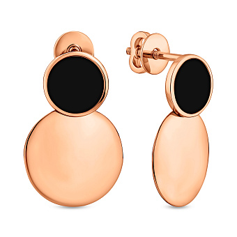 Сережки-пусети Лýна з золота з емаллю (арт. 110295еч)