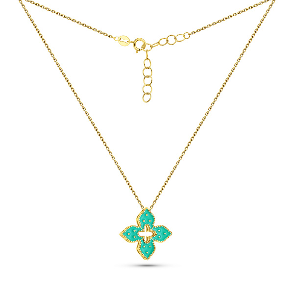 Кольє з жовтого золота Конюшина з емаллю (арт. 352846/15жебрз) – зображення 2