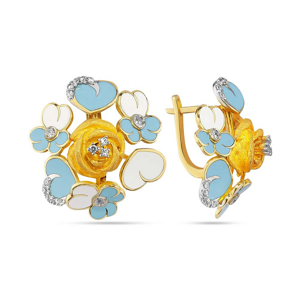 Сережки з жовтого золота з емаллю (арт. 1091835жебг) – зображення 1