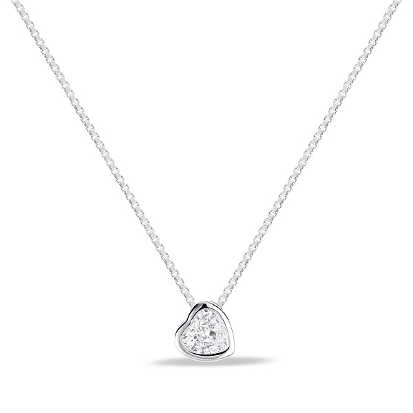 Серебряное колье с подвеской сердце с фианитом (арт. 7507/2704) – изображение 1