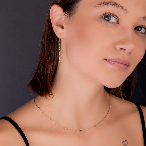 Кольє з червоного і білого золота з кульками (арт. 360178кб) – зображення 4