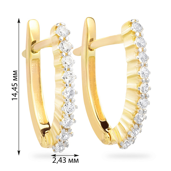 Золоті сережки-доріжки з фіанітами (арт. 110078ж) – зображення 2