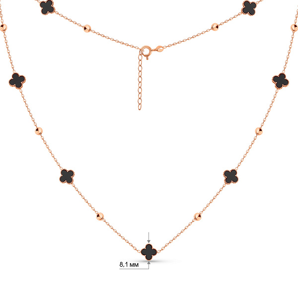 Золотое колье Клевер с ониксом (арт. 352780/8о) – изображение 3