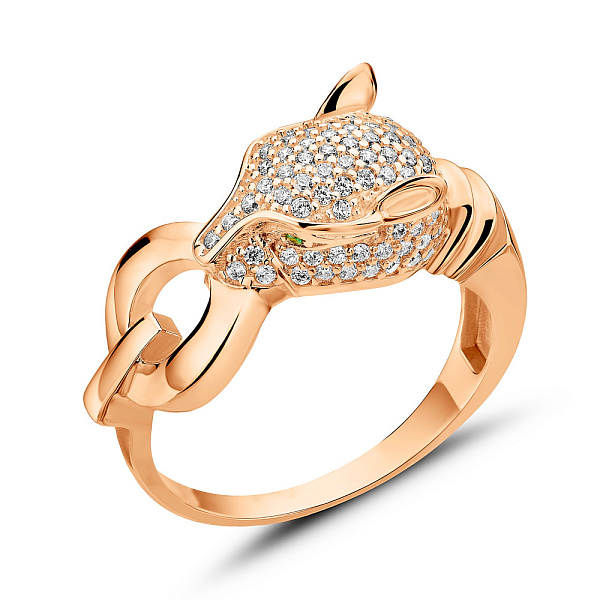 Золотое кольцо Пантера с россыпью камней (арт. 153900з) – изображение 1