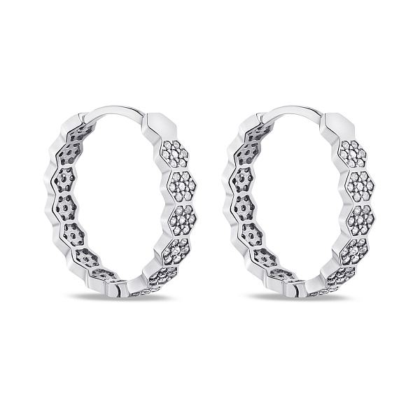 Серебряные серьги-кольца с фианитами (арт. 7502/1-0859.0.2) – изображение 1