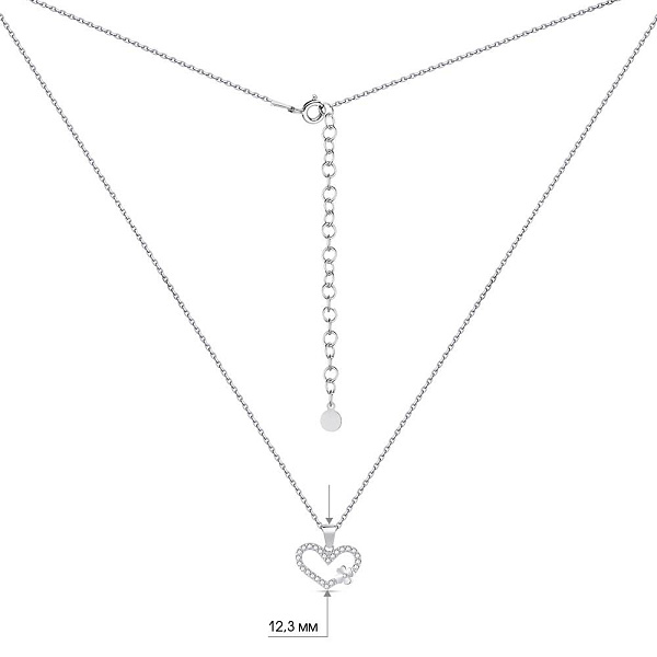 Серебряное колье Сердце с фианитами (арт. 7507/2092) – изображение 3