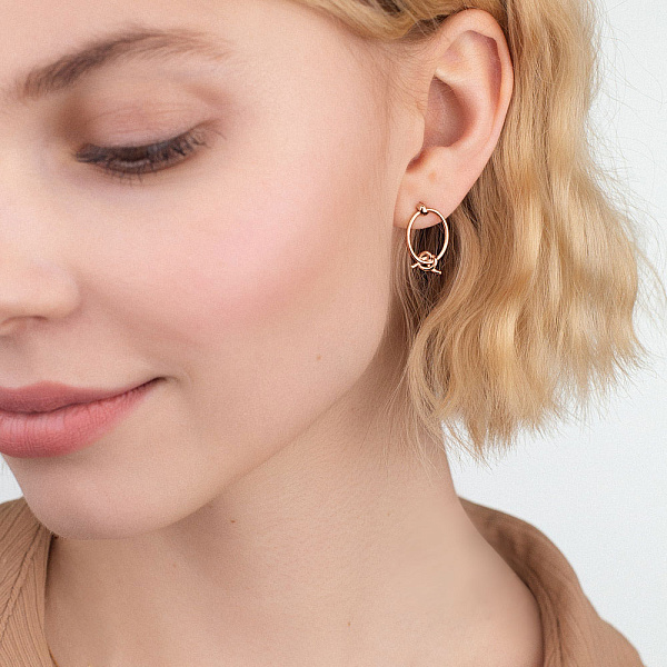 Сережки "Вузлик" з червоного золота  (арт. 111106) – зображення 2