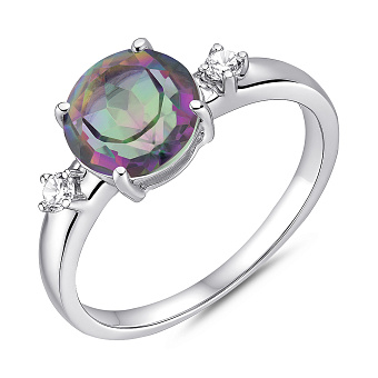 Фото Срібна каблучка з топазом і фіанітами (арт. 7501/2025825Пмст)