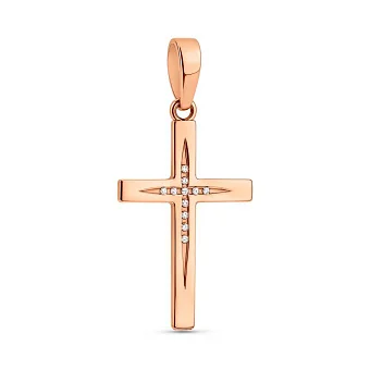 Хрестик з золота з діамантами (арт. П011381)