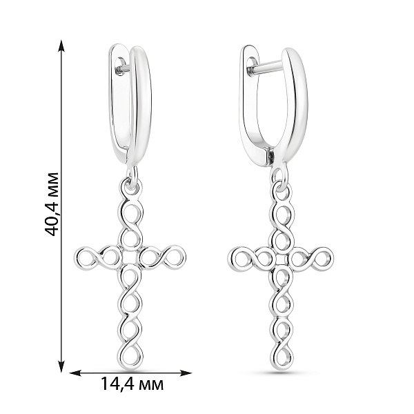 Серебряные серьги с крестиком (арт. 7502/100102) – изображение 2