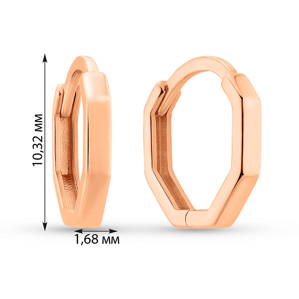 Сережки-кільця з червоного золота (арт. 110852) – зображення 5