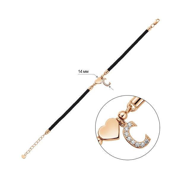 Браслет на нити с золотыми вставками (арт. 340137ч) – изображение 2