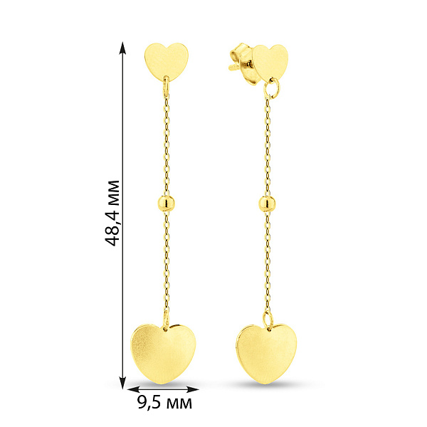 Серьги-пусеты из желтого золота Сердечки (арт. 1091556жм) – изображение 3
