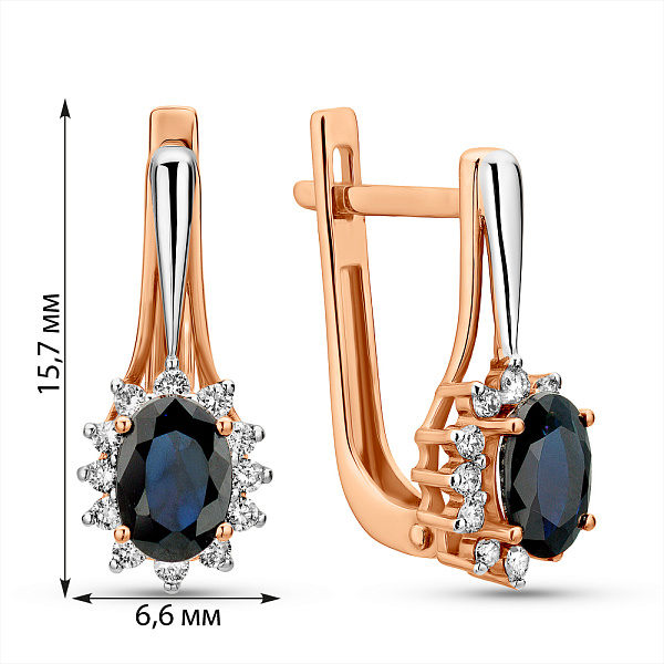 Серьги из золота с бриллиантами и сапфиром (арт. С011157с) – изображение 5