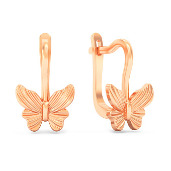 Золотые серьги Бабочки  (арт. 110710)