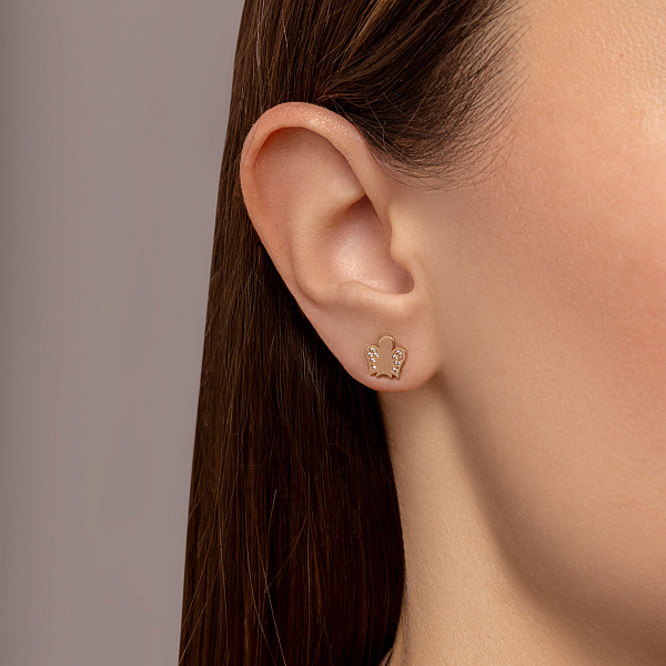 Серьги-пусеты "Ангелочки" из красного золота (арт. 108793) – изображение 2