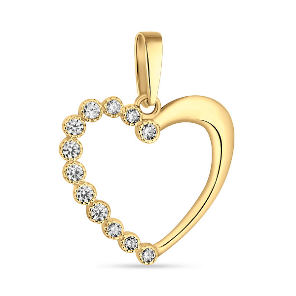 Подвес из желтого золота "Сердце" с фианитами (арт. 421875ж) – изображение 1