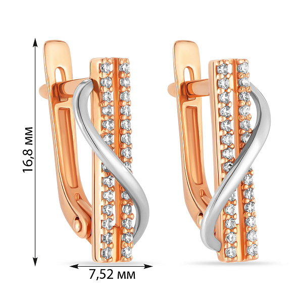 Сережки Синергия из золота с дорожкой из фианитов (арт. 110322) – изображение 2