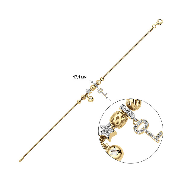 Браслет з жовтого золота з підвіскою (арт. 325681жП2) – зображення 2