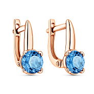 Фото Детские золотые серьги с синим фианитом (арт. 110504с)