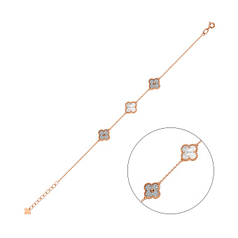Золотой браслет с перламутром и фианитами (арт. 340168п)