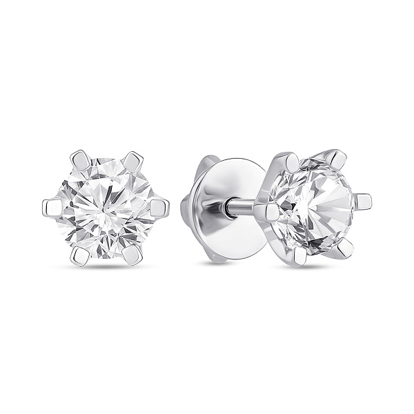 Серебряные пусеты с одним фианитом (арт. 7518/2967р) – изображение 1