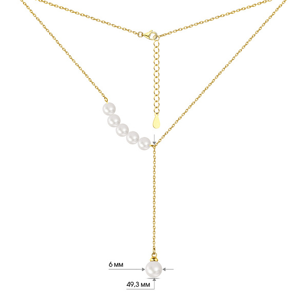 Серебряное колье с жемчугом и желтым родированием (арт. 7507/1446жжб) – изображение 3