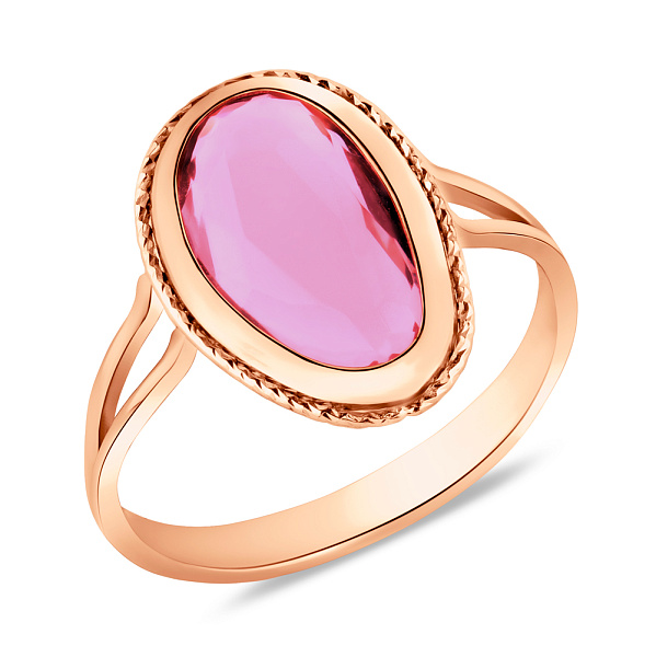Золотое кольцо с розовым кварцем (арт. 155783Пкр) – изображение 1