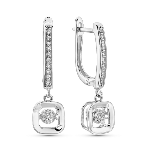 Золотые серьги-подвески с бриллиантами (арт. 2110423202) – изображение 1