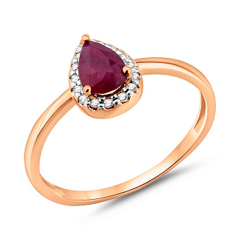 Кольцо из красного золота с рубином и бриллиантами (арт. К011235р)