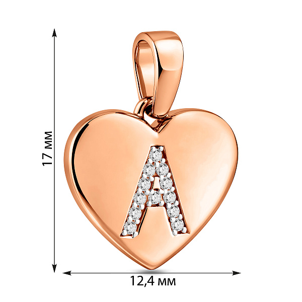 Золотий кулон Літера А з фіанітами (арт. 440982) – зображення 4