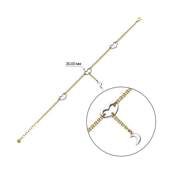 Браслет «Сердечки» из золота (арт. 324421жбП1) – изображение 2