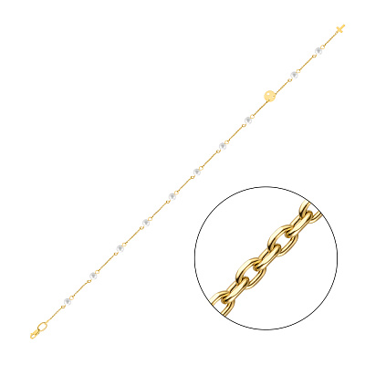 Золотий жіночий браслет з перлами (арт. 324363ж)