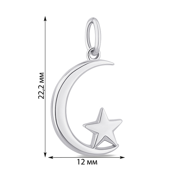 Серебряный кулон Луна без камней (арт. 7503/П2/1101) – изображение 2