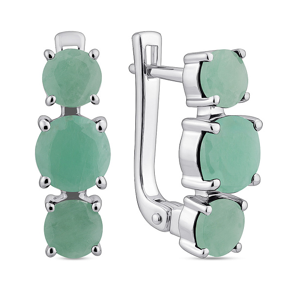 Серебряные серьги с изумрудами (арт. 7502/1663851Изм) – изображение 1