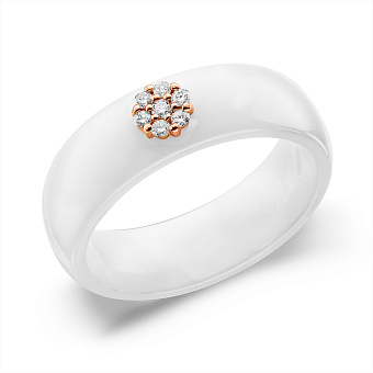 Кольцо из керамики и золота с бриллиантами (арт. К011229005кб)